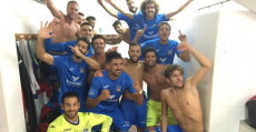 Vestuario del Formentera tras eliminar al Tudelano y plantarse en la fase final de la Copa del Rey.