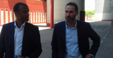 Molango y Moreno de camino a la sala de prensa de Son Moix. Foto: TTdeporte.com.