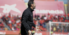 Vicente Moreno se desesperaba en la banda durante el partido. Foto: RCDM.