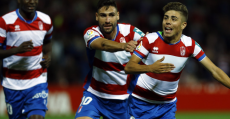 Pozo celebrando el tanto de la victoria en Los Cármenes. Foto: LaLiga.