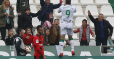 Piovaccari celebrando el primer tanto local. Foto: LaLiga.