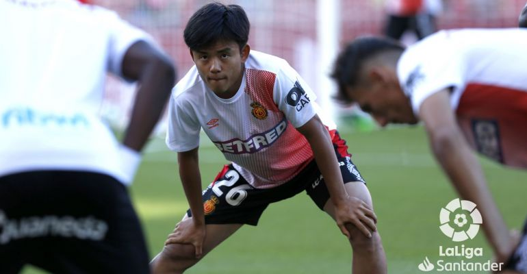 Kubo realizando el calentamiento en Son Moix. Foto: LaLiga.